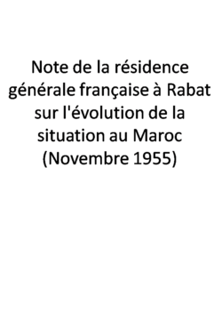 Note de la résidence générale française à Rabat sur l'évolution de la
