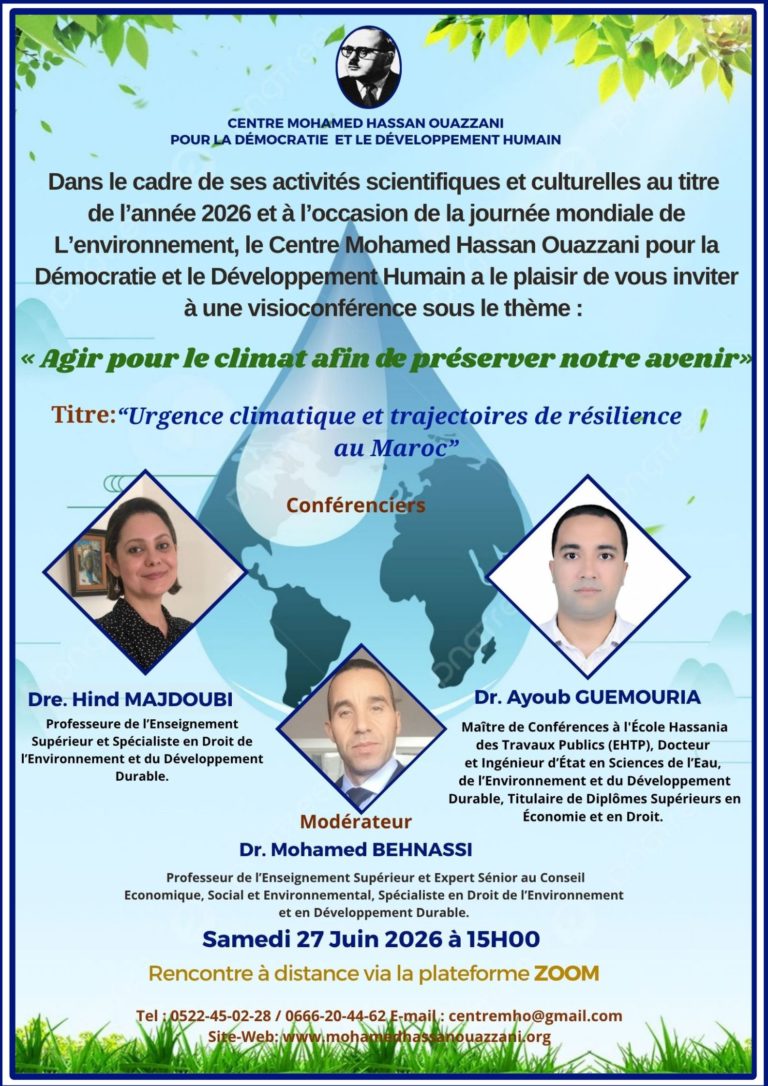 « Agir pour le climat afin de préserver notre avenir» “Urgence climatique et trajectoires de résilience au Maroc”